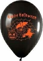 Ballons R-12 mit Aufdruck: Happy Halloween, Hexe, Kürbis, Fledermaus