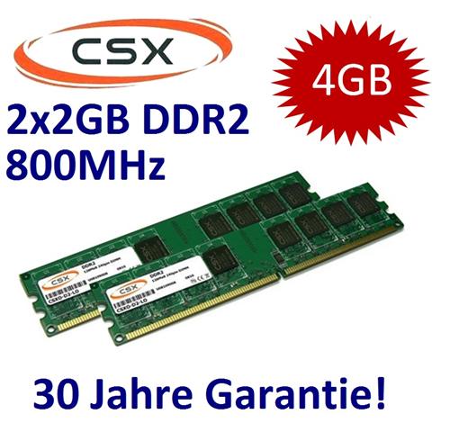 2x 2GB = 4GB RAM Arbeitsspeicher DDR2 800 Mhz PC2 6400 240pin Speicher