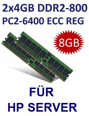 2x 4GB = 8GB DDR2 RAM Speicher HP PART# 497767 B21