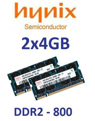 2x 4GB = 8GB RAM DDR2 800 Mhz 800Mhz SO Dimm PC2 6400