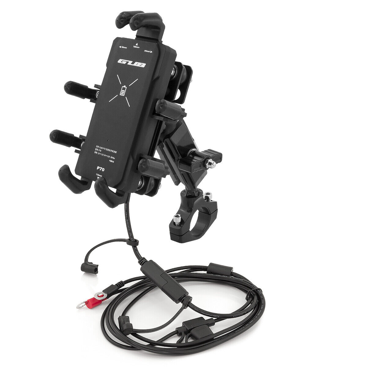 Motorrad 15W Qi Wireless Handy Halterung Halter Smartphone Roller Scooter Alu