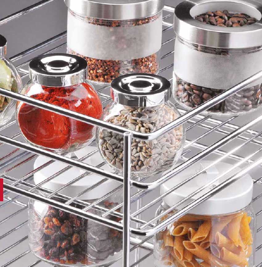 Küchenschrankauszug Seitenauszug Unterschrankauszug 3 Etagen | Silber