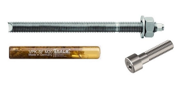 Verbundankerpatrone+Ankerstange+Mutter+Scheibe M8x110 Schwerlastdübel verzinkt