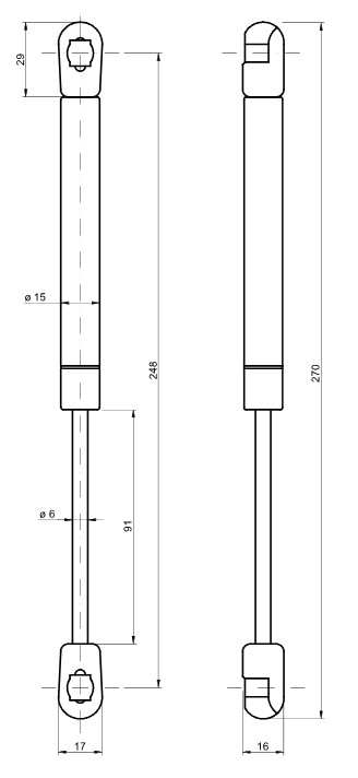 Klappenhalter Öldämpfer für alle Klappen die nach unten geöffnet werden 60-150N