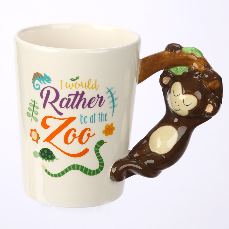 Zooniverse Affe Kaffeebecher mit geformtem Griff Tasse Zootiere Keramik