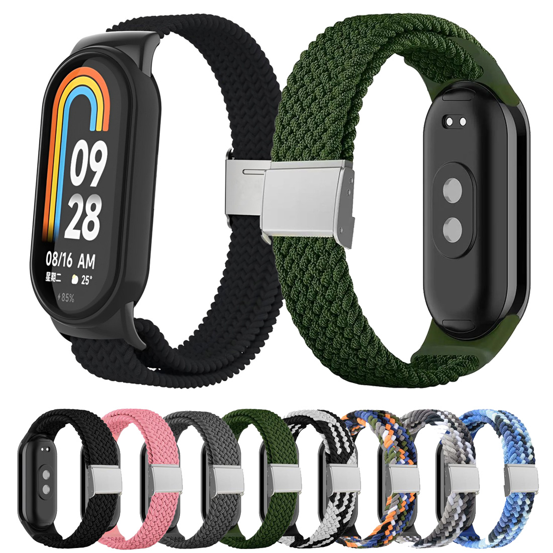 Nylon Armband Für Xiaomi Smart Band 8 Ersatz Strap Stahlschnalle Uhrenarmband