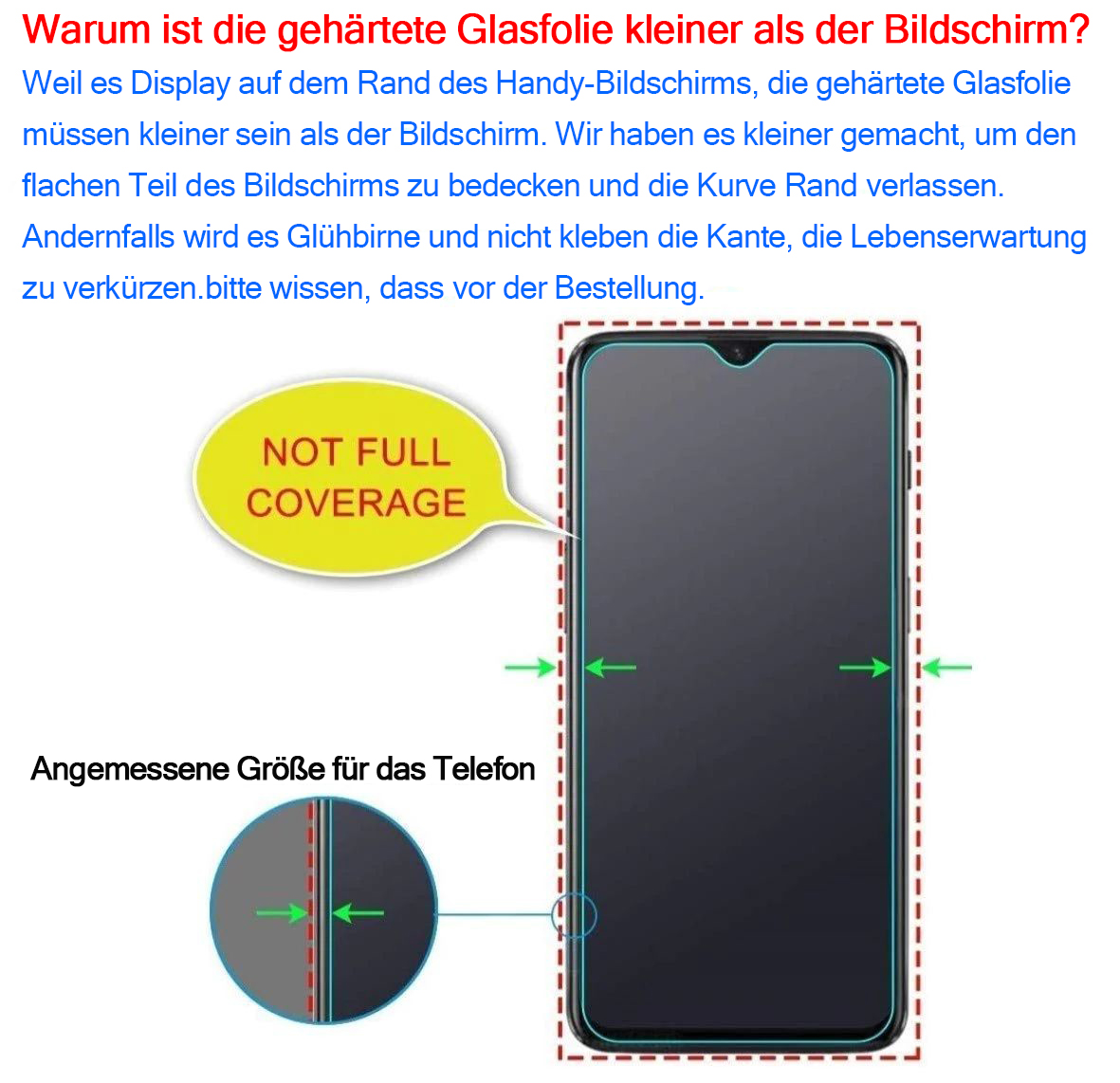 2er-Pack Schutzglas Display Full Screen Panzerfolie Für Xiaomi Redmi A1 / A1+