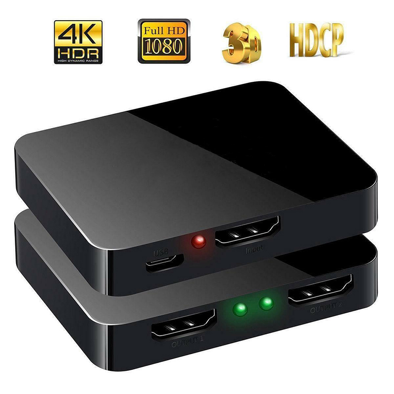 1 in 2 Out HDMI Splitter Umschalter 3D 4K Ultra HD Full 1080P Verteiler Adapter