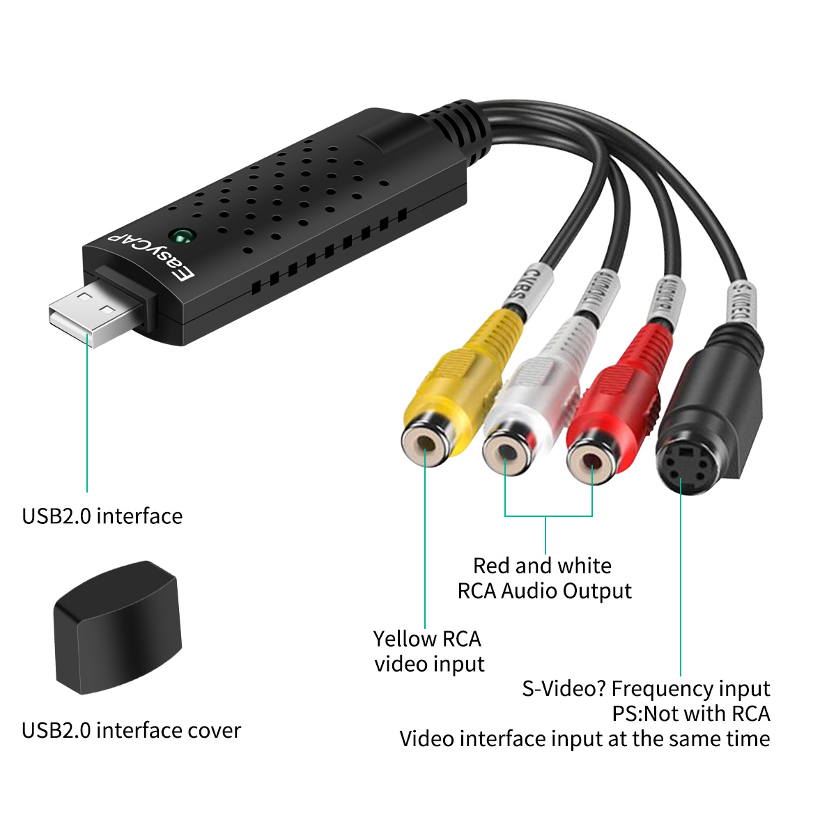 USB 2.0 TV Video Audio Grabber Capture Konverter Video Recorder Adapter Kabel
