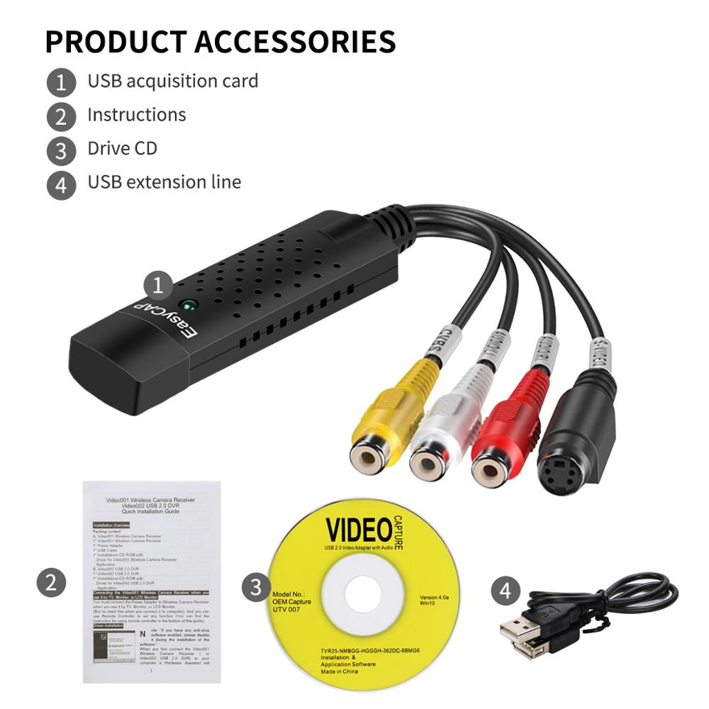 USB 2.0 TV Video Audio Grabber Capture Konverter Video Recorder Adapter Kabel