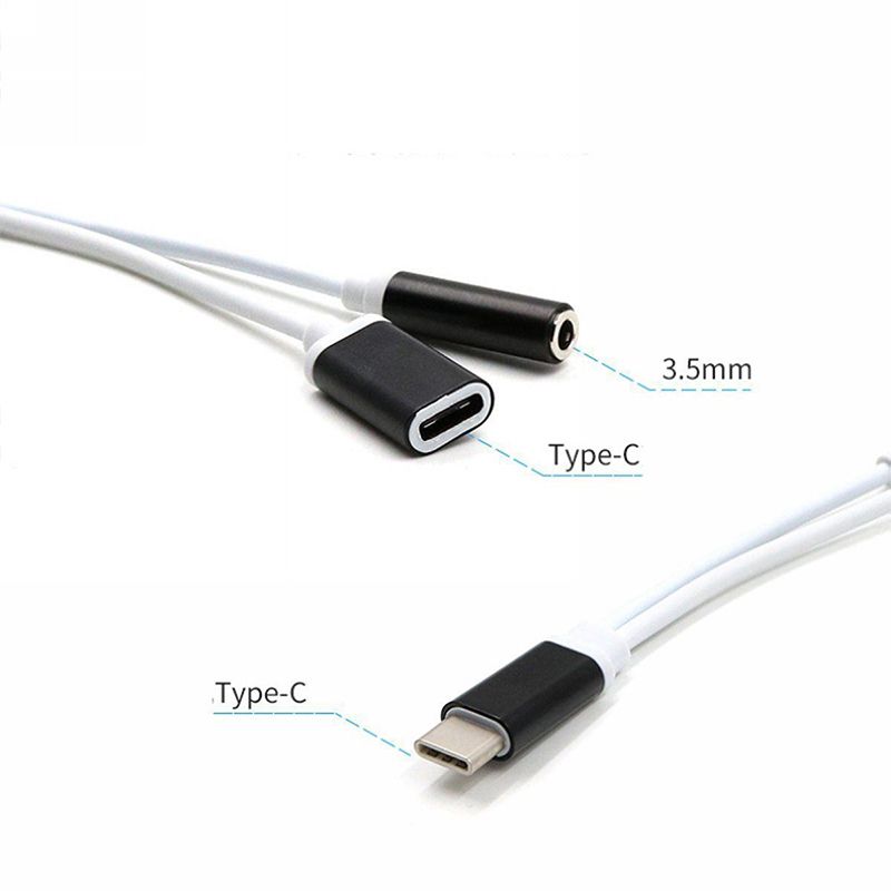 USB Typ C 2 in 1 Adapter Ladekabel Kabel 3,5 mm AUX Klinke Kopfhörer
