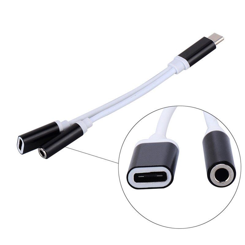 USB Typ C 2 in 1 Adapter Ladekabel Kabel 3,5 mm AUX Klinke Kopfhörer