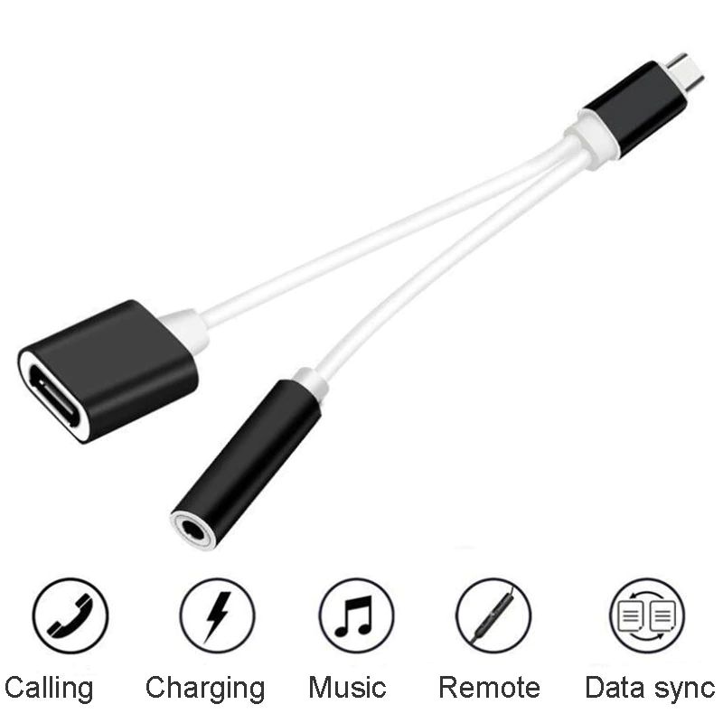 USB Typ C 2 in 1 Adapter Ladekabel Kabel 3,5 mm AUX Klinke Kopfhörer