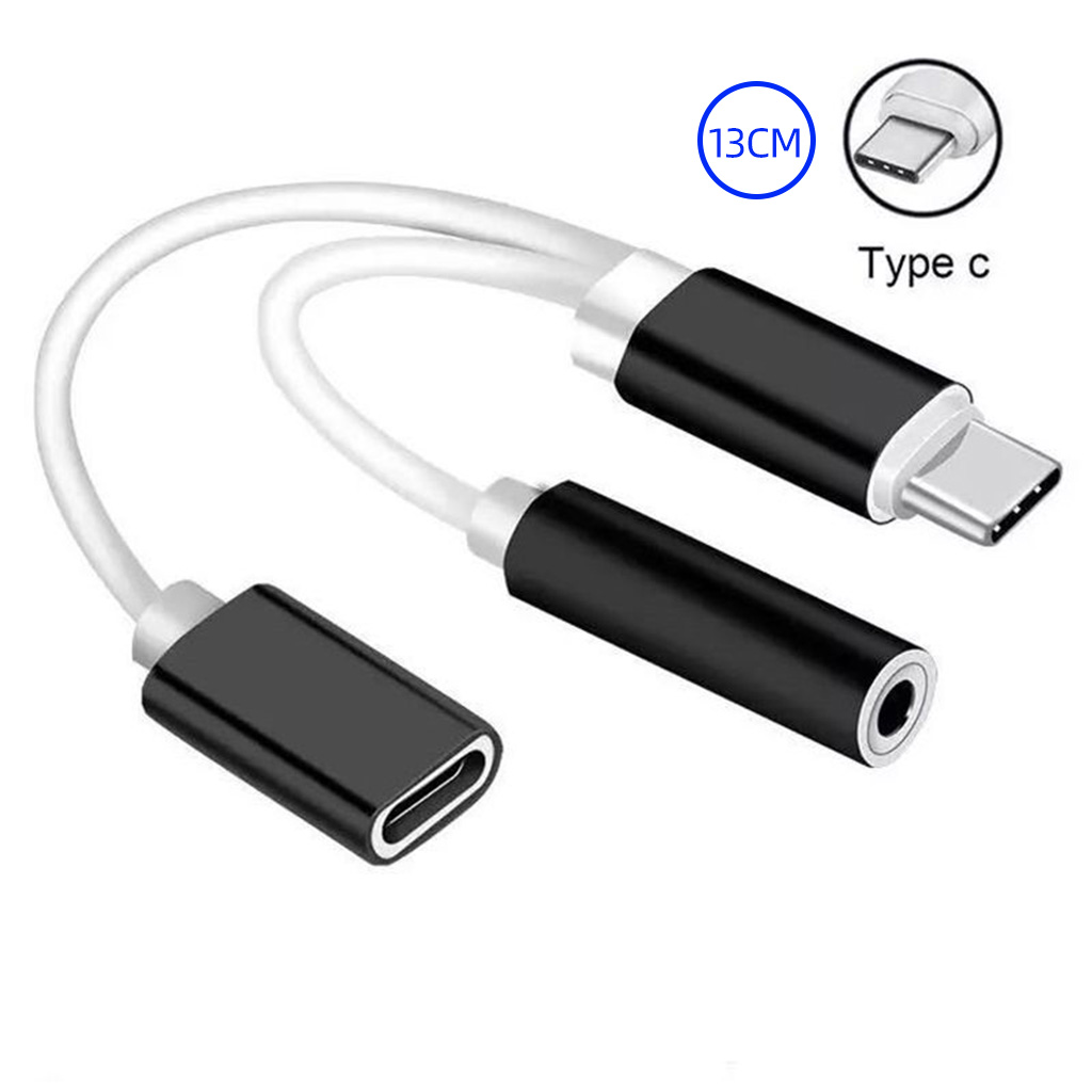 USB Typ C 2 in 1 Adapter Ladekabel Kabel 3,5 mm AUX Klinke Kopfhörer