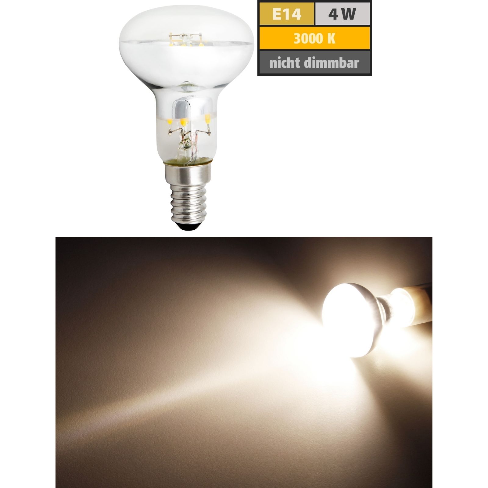 LED Reflektorstrahler E14 R50 4W | E27 R63 6W | E27 R80 8W | 360° 3000K ...