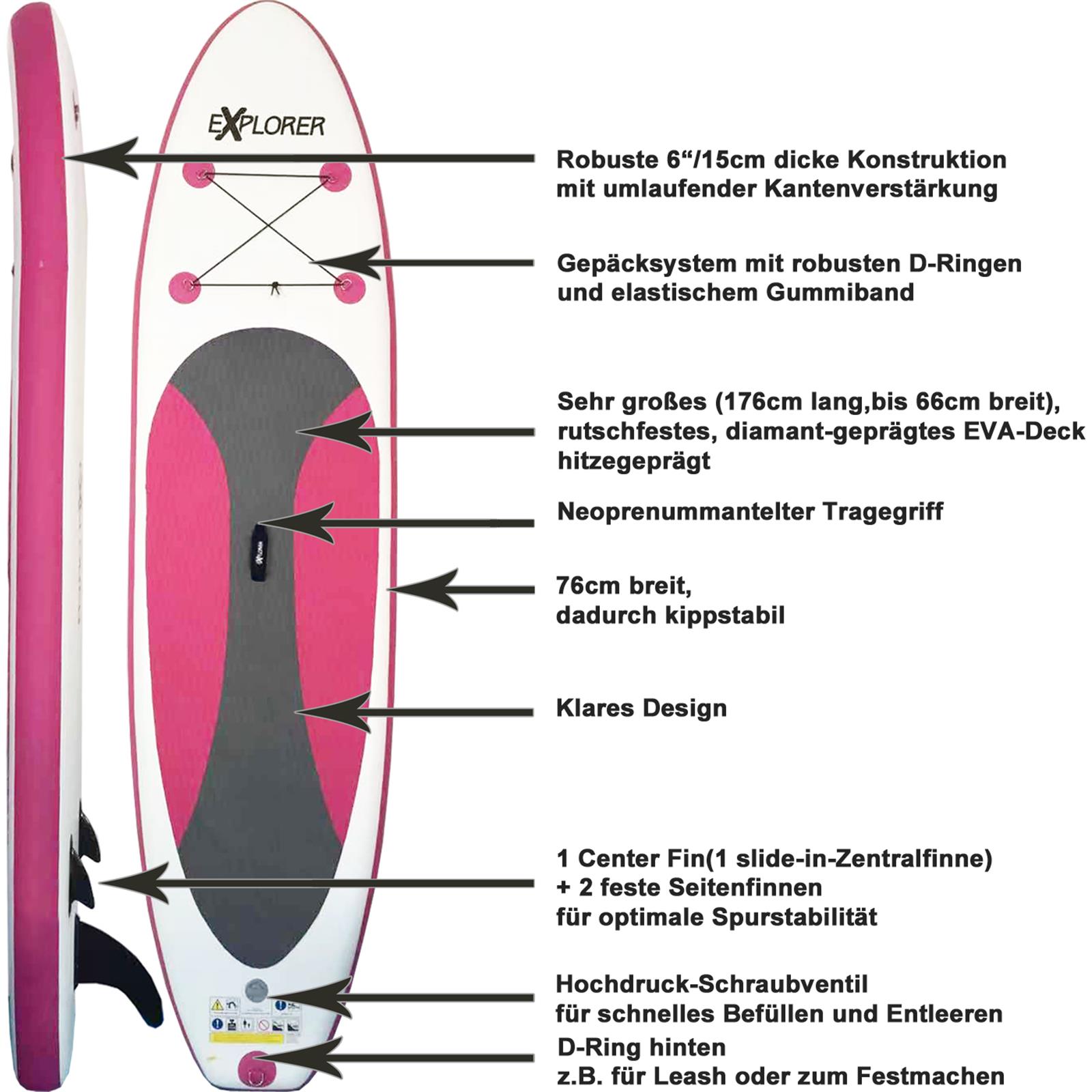 SUP Board Stand Up Paddling Surfboard aufblasbar inkl. Paddel ISUP