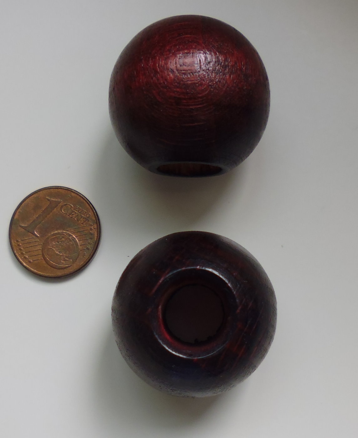 2 Stück Holzperlen 25 mm braun Loch 10 mm für Makramee