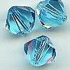 3 Stück Swarovski Perle Biconus Aquamarin blau 8 mm
