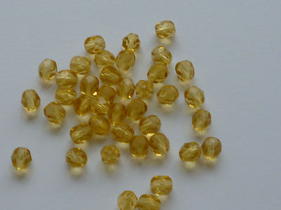 Glasschliffperlen honiggelb transparent 6 mm zum Basteln 20 Perlen