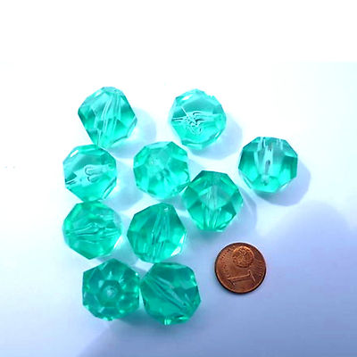 Plastik Schliffperlen 10 St.grün transparent Kunststoffperlen 18mm