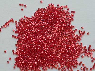 Rocaille 2 mm  himbeerrot Pearl red Indianerperlen 20 g zum Perlenweben