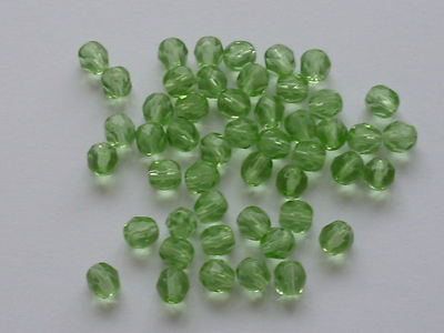 Glasschliffperlen hellgrün transparent 6 mm zum Basteln 20 Perlen