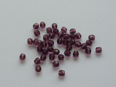 Glasschliffperlen violett 4 mm zum Basteln ca 130 Perlen 10 g