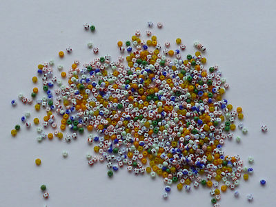 Rocaille 2 mm  Mix gestreift opak Indianerperlen 10 g zum Perlenweben