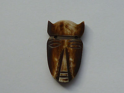 Maske Kettenanhänger aus Knochen mit 2 Löchern ca 5,5 x 3,5 cm braun