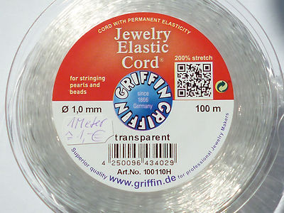 Stretch transparent 1 mm zum knüpfen von Ketten Elastikgummi 1 Meter