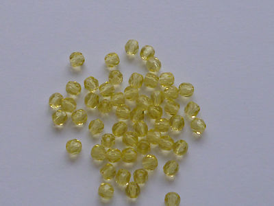Glasschliffperlen hellgelb 4 mm zum Basteln ca 130 Perlen 10 g
