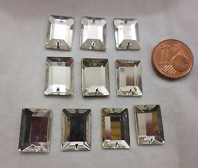 10 Stück Aufnähkristalle Rechteck Crystal 14/10 mm für Kostüm Perlen-Laden