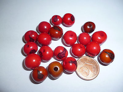 50 Stück Acai Perlen rot braun Mix Brasilien ca 8 mm