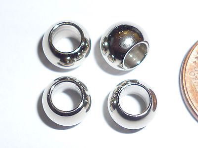 4 Stück Metallperlen Silberfarben 5x7 mm massiv Loch 4 mm