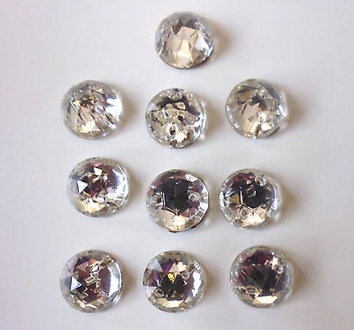 10 Stück Aufnähkristalle rund Crystal 11 mm für Kostüm Perlen-Laden