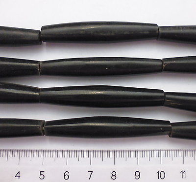 2 Stück Hornröhren schwarz 50x8 mm Perle Hair Pipe Horn