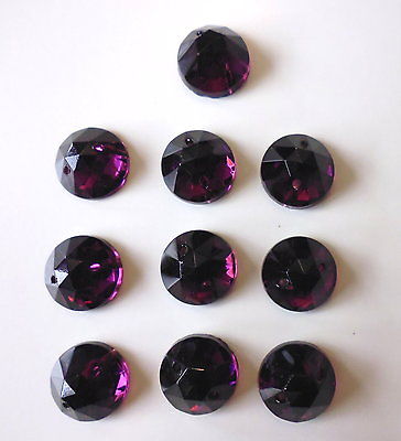 10 Stück Aufnähkristalle rund Amethyst 11 mm für Kostüm Perlen-Laden