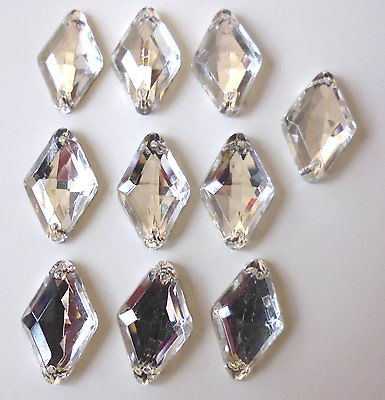 10 Stück Aufnähkristalle Rhombus Crystal 18/11 mm für Kostüm Perlen-Laden