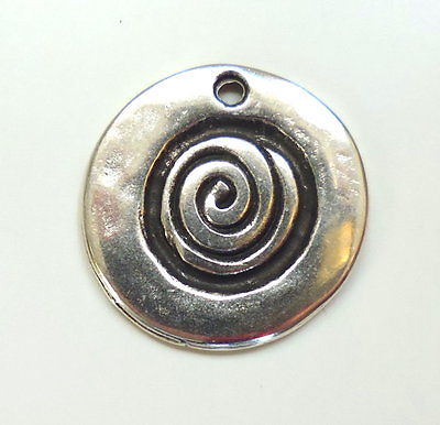 Metallanhänger rund mit Spirale 25 mm silber
