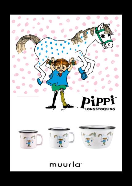 Pippi Langstrumpf Müsli-Schale- Emaille-6dl Pippi und das Pferd