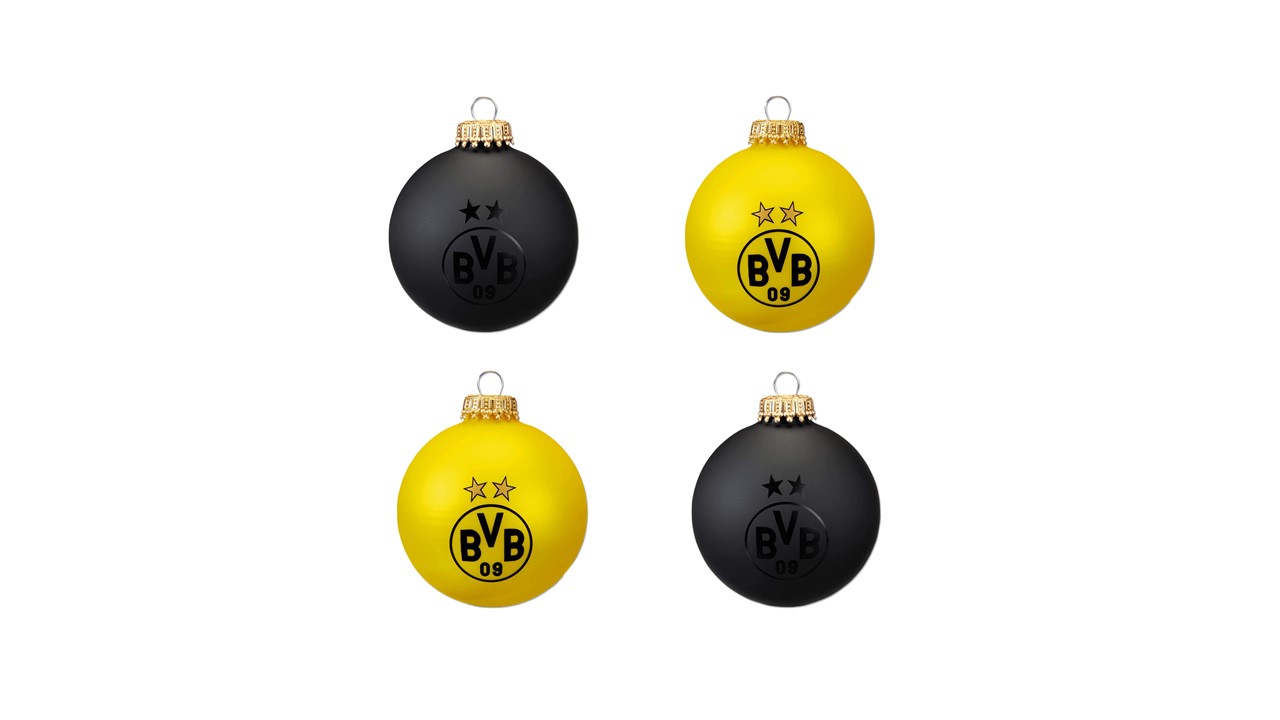 Borussia Dortmund BVB Weihnachtsbaumkugeln 4erSet, Weihnachten