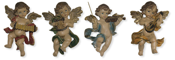 Heiligenfiguren Engel Wandengel 4Stück im Set Höhe ca.12,7cm 