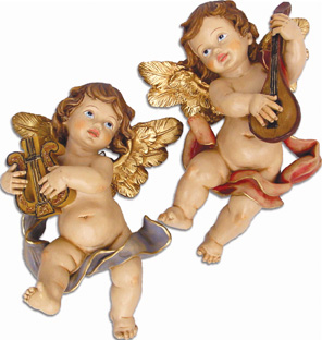 Heiligenfiguren Engel Wandengel musizierend 2Stück Höhe ca.22,4cm 