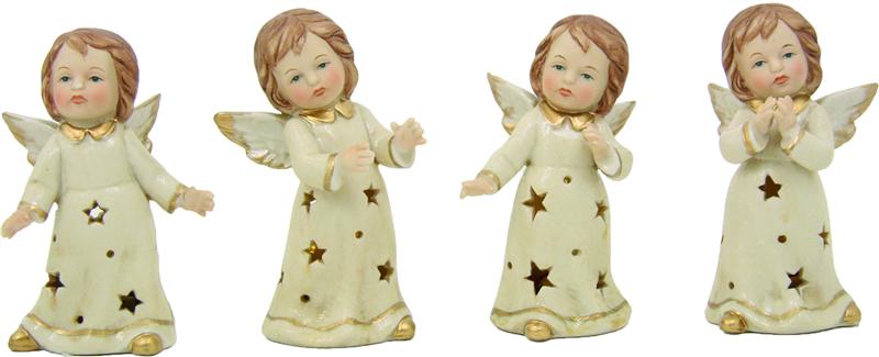 Schutzengel Engel Figuren mit LED Licht Größe ca.11,7cm creme 4 Stück 