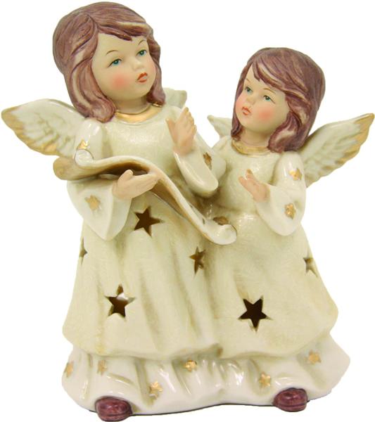 Schutzengel Engel Figuren Paar in creme beleuchtet Größe ca.16cm 