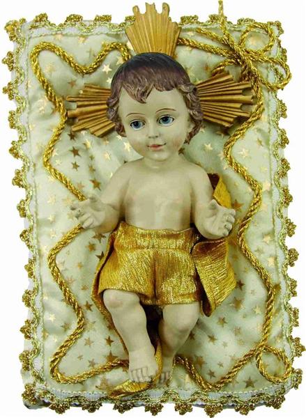 Krippenfigur Christkind Jesuskind auf Kissen creme Größe ca.24,5x18 cm 