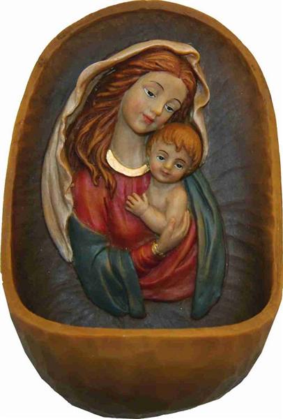 Weihwassergefäß Weihwasserkessel mit Motiv Maria mit Kind 
