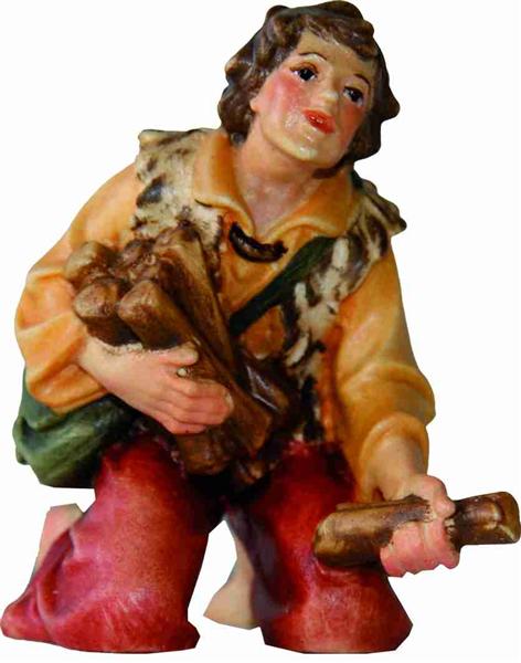 Mathias Krippenfiguren Hirte mit Holz kniend für Figuren Größe ca 9cm 