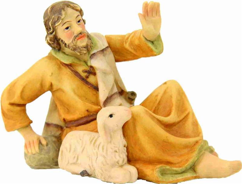 Mathias Krippenfigur Hirte liegend mit Schaf für Figuren Größe ca 11cm 