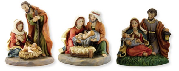 Krippenfiguren Krippenblock Heilige Familie im Stall  Größe ca.6,5cm 